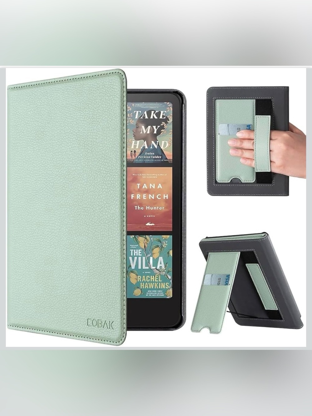 Cobak Sage Green Tablet Case with Card Slot, Magnetic Closure, Hand Strap, Stand